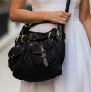 Burberry Black Quilted Nylon And Leather Trim Shoulder Bag